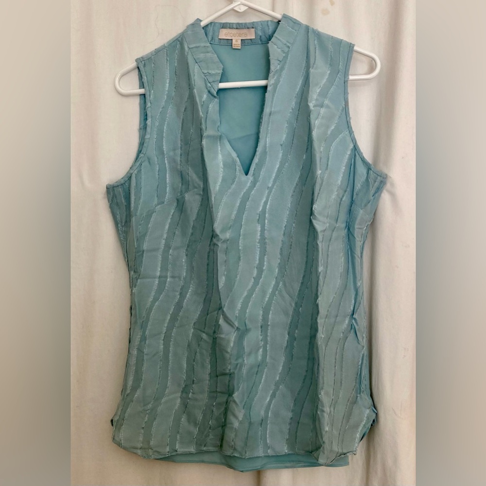 Etcetera Light Sage V-Neck Sleeveless Blouse Size 6